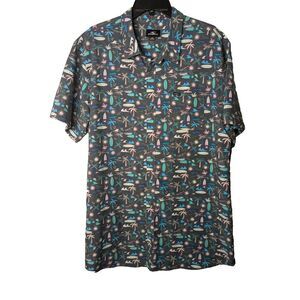 ONeill Modern Fit Short Sleeve Button Up Hawaiian Shirt Mens Size XXL Surfboards
